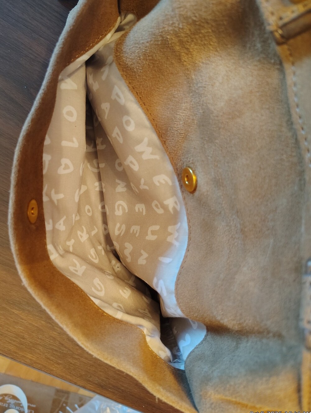Aimee Kestenberg Tan Brown Suede Leather Shoulder Bag with Brass Accents - Picture 11 of 15